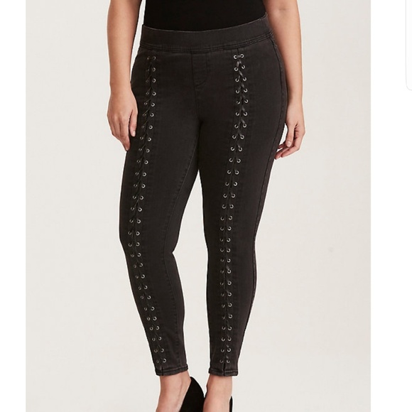 torrid Denim - LACE UP JEGGINGS - GREY WASH